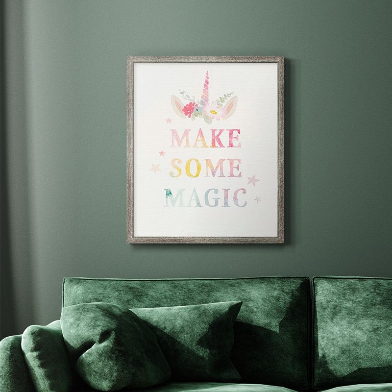 Toile encadrée de qualité «Sweet Unicorn IV» - prête à être accrochée, Argent patiné, H 24 po x l 20 po