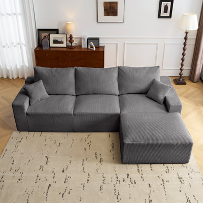 Canapé modulaire modulaire, canapé modulaire Cloud avec assise profonde, canapé modulaire moderne en L avec méridienne, canapé-lit rembourré pour le salon et la chambre à coucher (Velours côtelé)