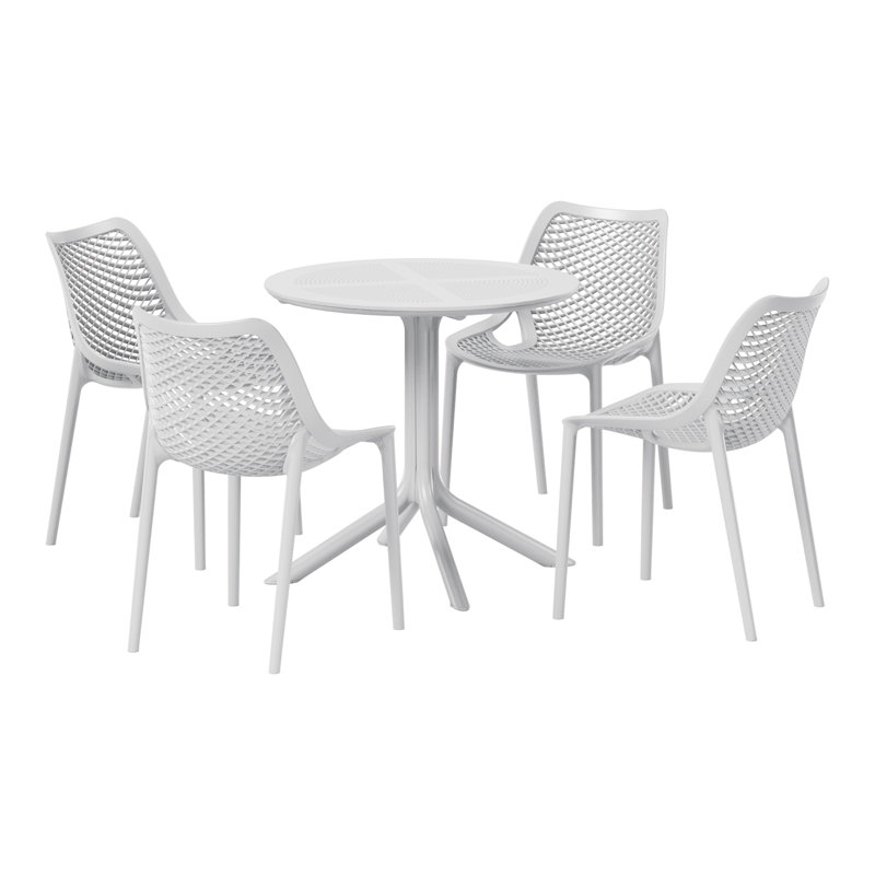 4-Person Outdoor Round Dining Set, Gray