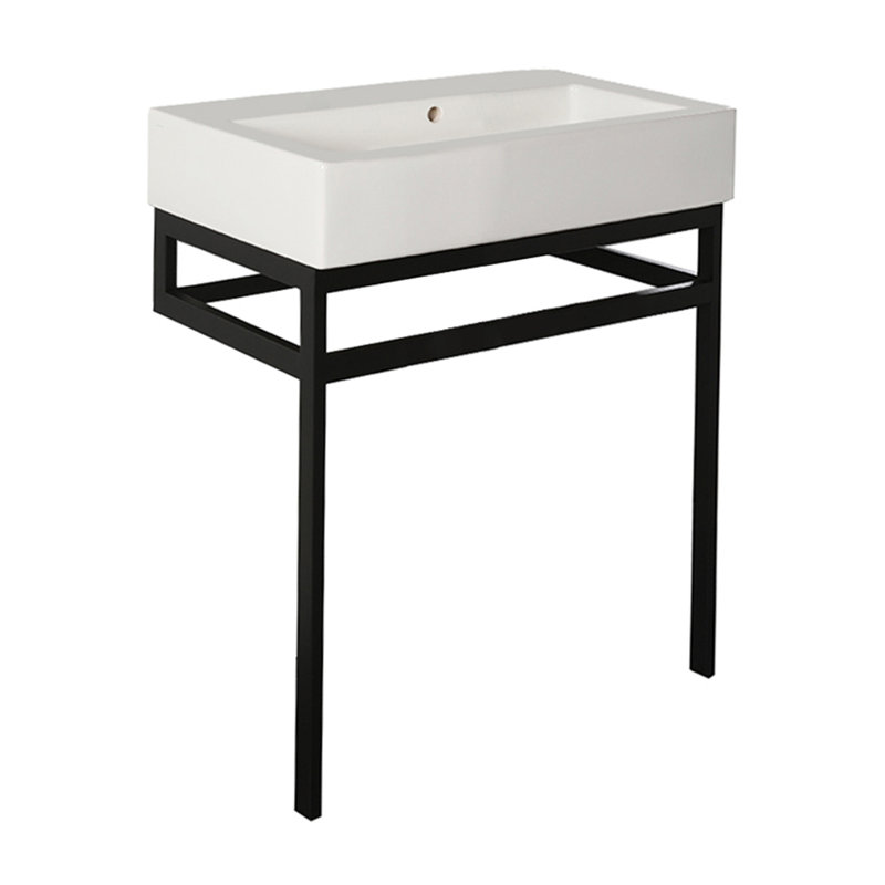 Aquagrande 28.12'' L Bathroom Sink, White, 0 Hole