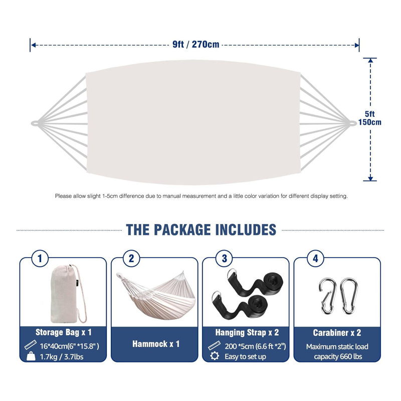 Hammock Comfortable Fabric with Tree-friendly Straps, Durable Portable Hammock with Travel Bag