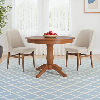 Table de salle à manger à piédestal en bois d'hévéa massif de 42 po Alexa-Mae