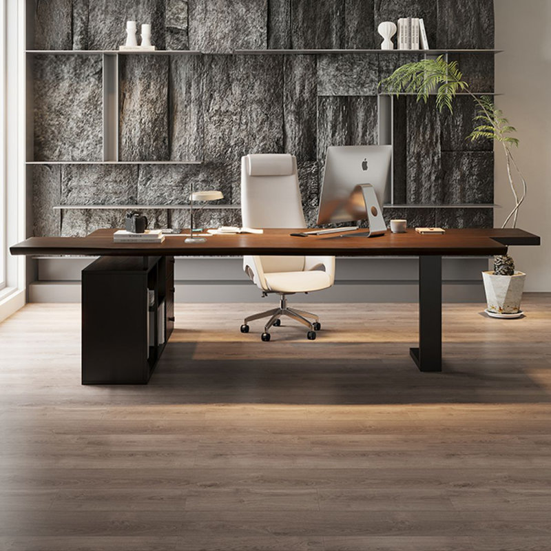 Bureau de direction en L en bois massif avec tiroirs, 29,53 po H x 78,74 po L x 59,06 po P, Oui