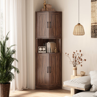 Armoire d'angle Ciauna 64,7 po avec tablettes réglables
