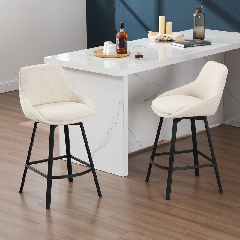 Absalom Swivel 25.6'' Counter Stool, Beige