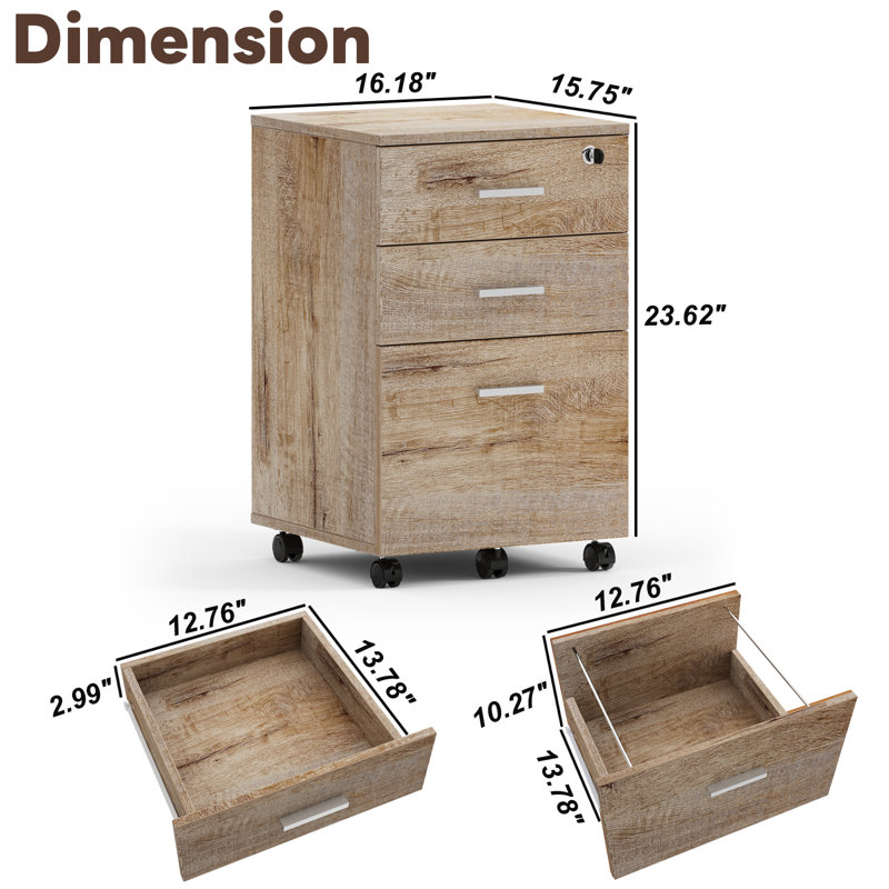 Japha 3 Drawer Storage Drawer, Walnut