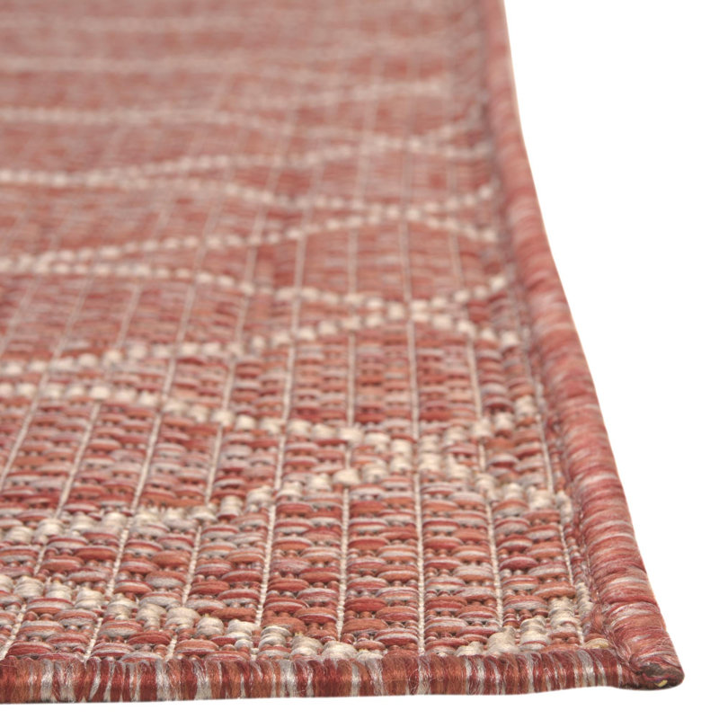 Rust Red Gitter Indoor/Outdoor Trellis Rug, Runner 2' x 7'10"