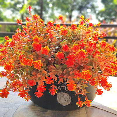 Fleurs artificielles artificielles d'automne pour l'extérieur à l'extérieur, 12 faisceaux de fausses automnales soie de maman