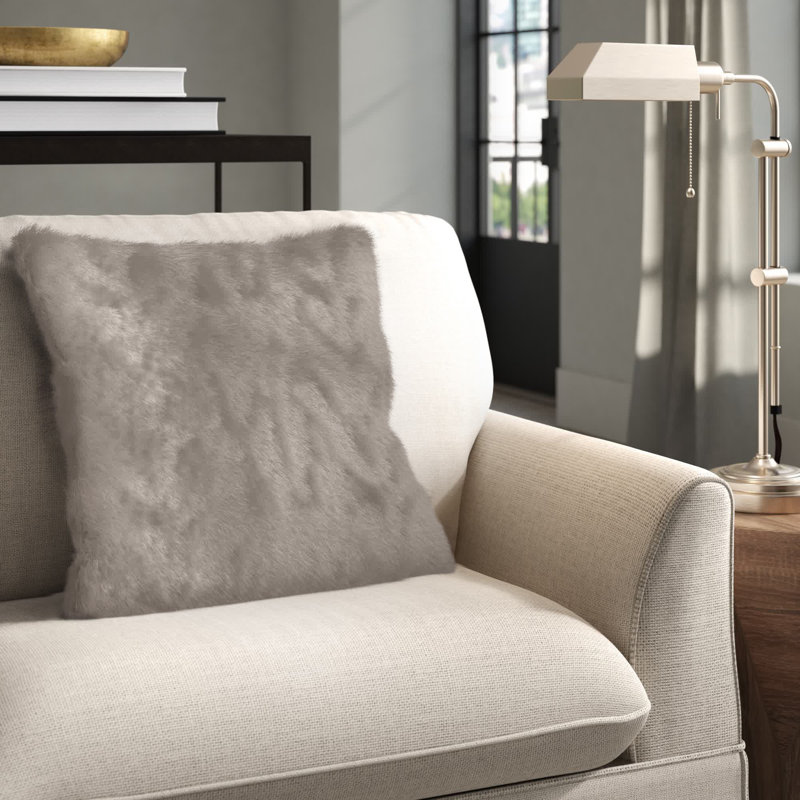 Lecia Solid Colour Down Reversible Throw Pillow, Grey