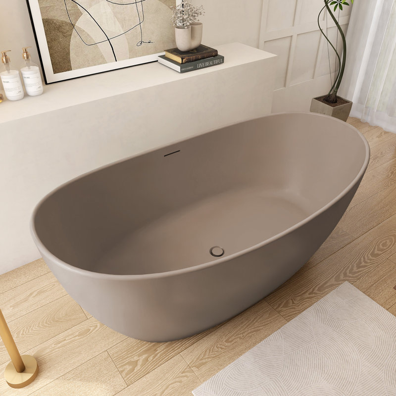 Baignoire de trempage autoportante 64,96 po, Gris, café