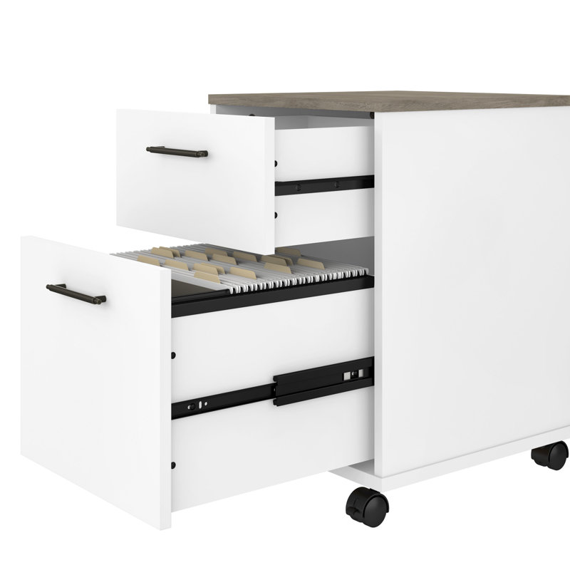 Classeur mobile à 2 tiroirs Osvald, Blanc pur / déclin gris