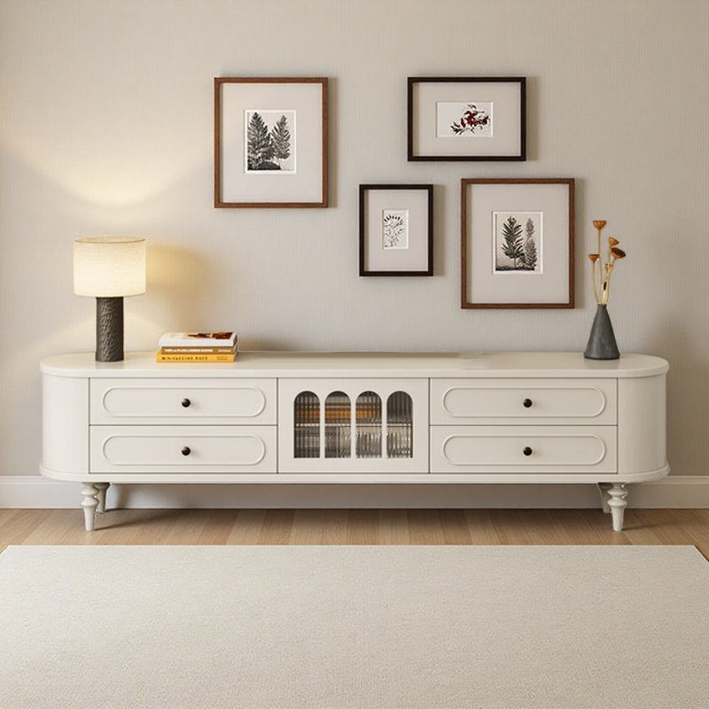 Meuble télé French Light Luxury Design, H 20,87 po x L 78,74 po x l 15,75 po, Blanc cassé