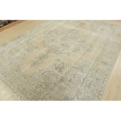 Vintage One-of-a-Kind 9’8” X 12’9” 1970s Wool Area Rug in Beige