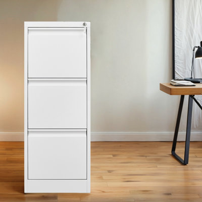 3-Drawer Vertical File Cabinet With Noise-Free Sliding Drawers And Interlocking Mechanism,Adjustable Hanging Rods