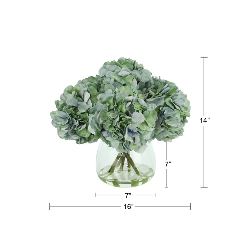 Hydrangeas in Glass Vase, Blue