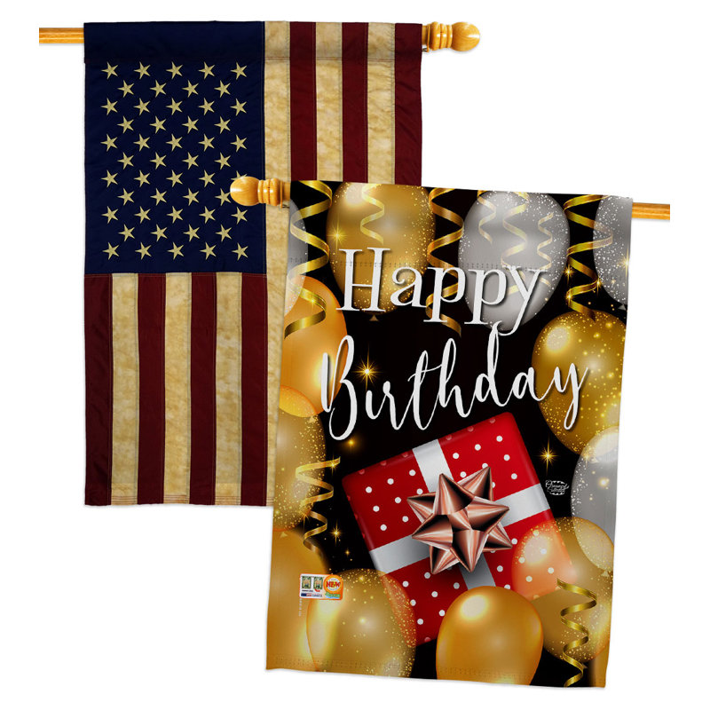 Double Sided 40'' H x 28'' W Polyester Birthday House Flag