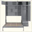Lit escamotable mural avec armoire supérieure, tablettes et garde-robe, lit pliable peu encombrant-356602214