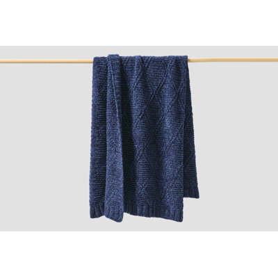 Jeté Diamond Chenille - Bleu marine