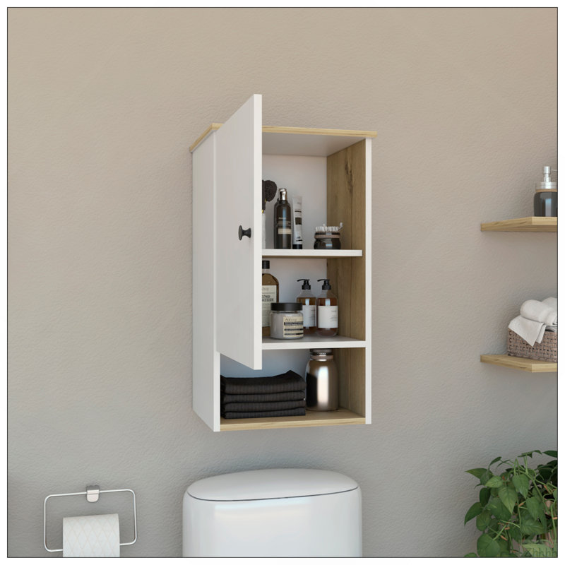Armoire à pharmacie St. Angelo, deux tablettes internes, une porte, une tablette, Blanc
