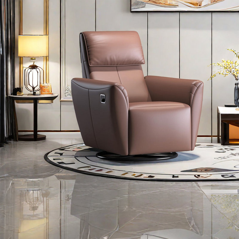 Leahey Faux Leather Recliner, Brown Faux Leather