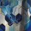 Blanc et bleu Hexagons Dreams II - Rideau abstrait - Rideau géométrique occultant - 1 panneaux-107536029