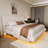 Luminous White Boucle King Floating Bed-1669425964