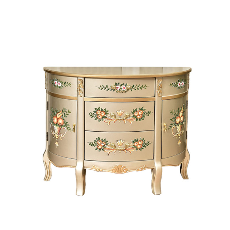 Armoire latérale américaine peinte en demi-cercle, H 34,65 po x l 53,15 po x P 14,96 po