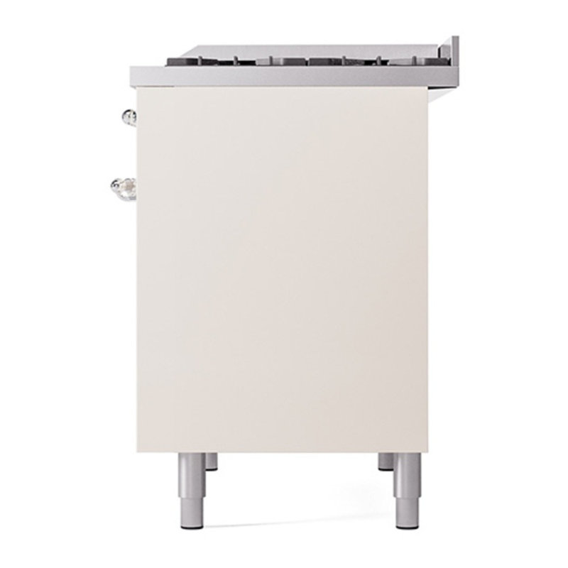 ILVE Nostalgie II Series 40 inch Dual Fuel Range with 6 Sealed Burners, Griddle (Solid Door), Liquid Propane, White/Chrome