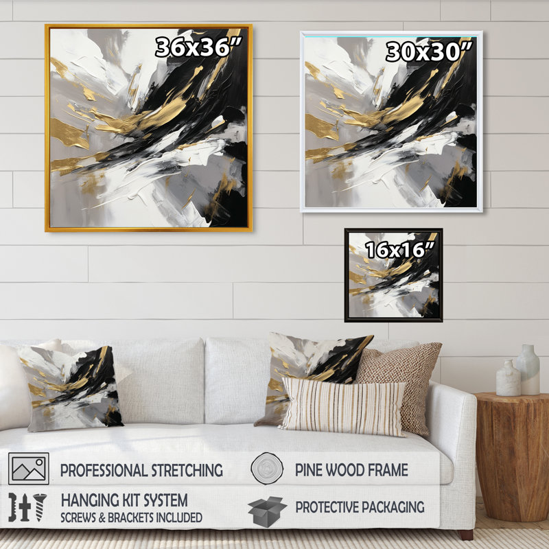 Mystery Awakening III - impressions sur toile abstraites, H 30 po x l 30 po x P 1 po, Toile avec cadre flottant or