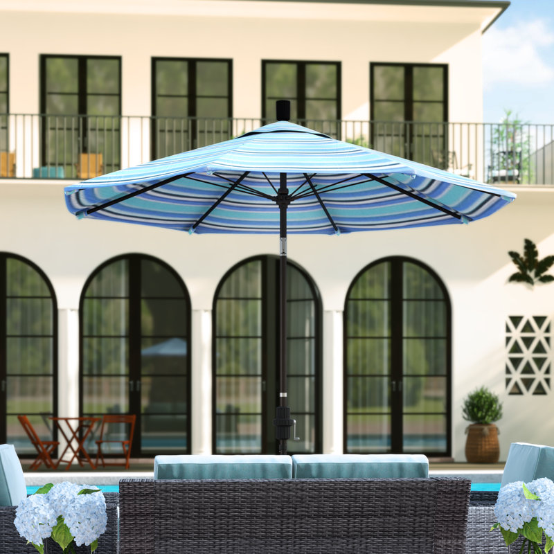Parasol de marché 7,5 pi Brent, Toile toile Sunbrella® bleu ciel, Noir, noir, noir, noir