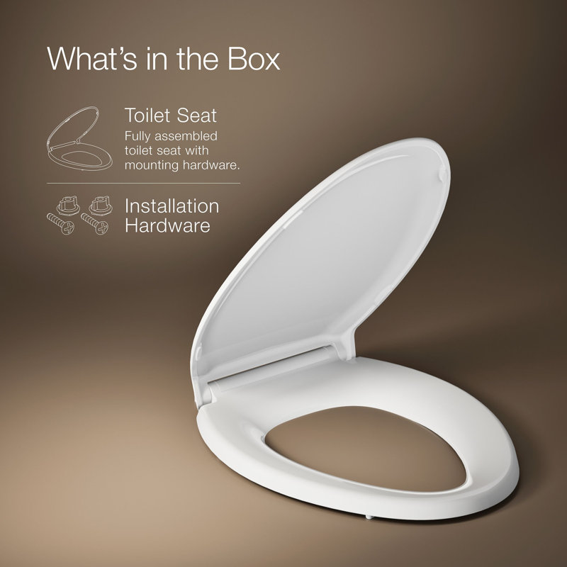 Rutledge® Quiet-Close with Grip-Tightelongated Toilet Seat, Ready Latch, White
