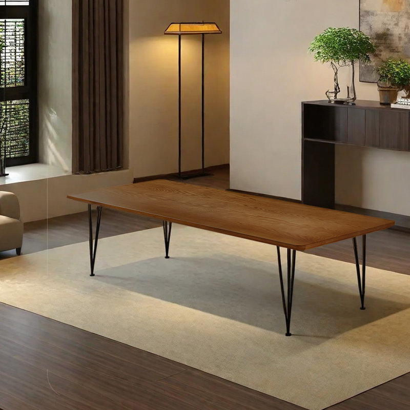 Table de salle à manger en bois de frêne et fer, H 29,53 po x L 78,74 po x l 35,43 po