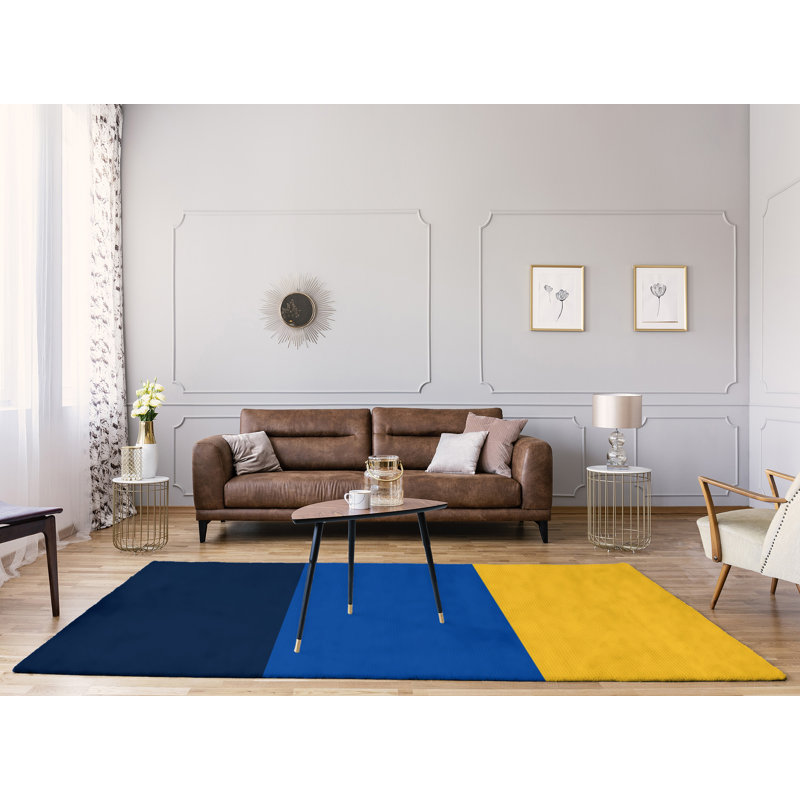 Tapis bleu royal rayures royal national hockey, Rectangle 9 pi x 12 pi