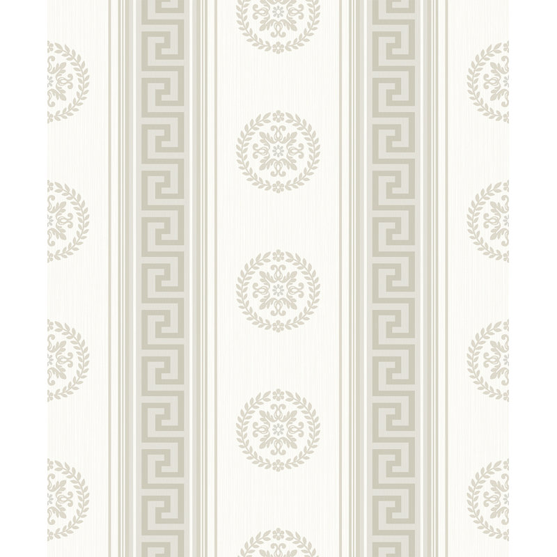 Papier peint non tissé à motif de médaillon Classico, Crème, crème
