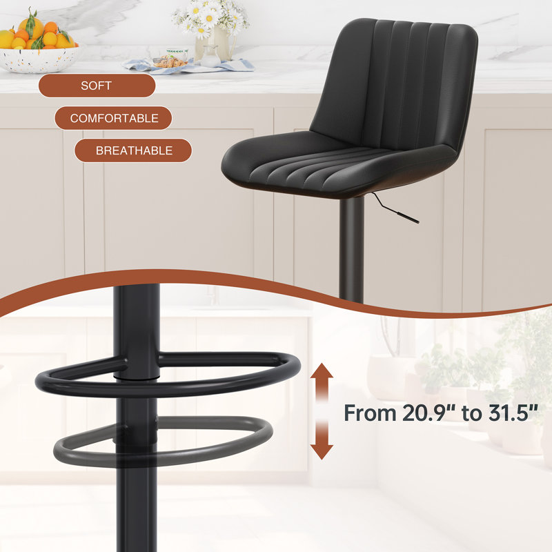 Tabouret de comptoir réglable en hauteur, Noir