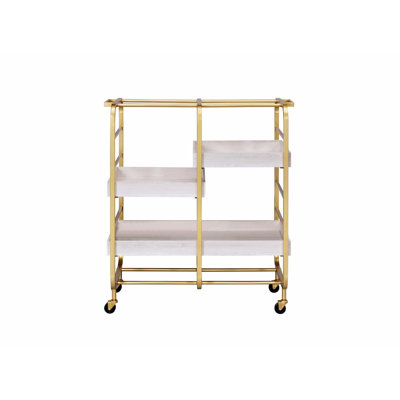 Kitchen Cart, Metal Frame Serving Cart With Casters