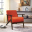 Chaise décorative - Style moderne, idéale pour les chambres à coucher décontractées, avec coussin, dossier de siège, structure en bois massif et revêtement orange