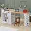 Console d'îlot extensible avec tiroirs, armoire, étagère et table multifonction