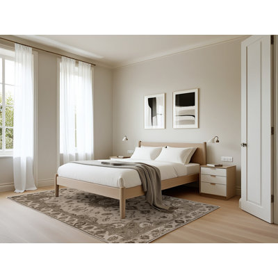 Tapis beige Tabriz lavable à la machine