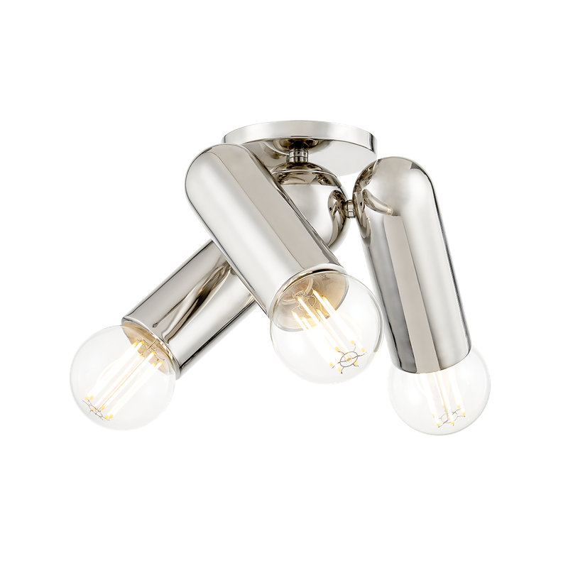Plafonnier encastré 3 lumières Lolly, Nickel poli
