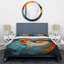 Ensemble de housse de couette à spirales abstraites orange et bleu sarcelle - Polyester microfibre-1151955133
