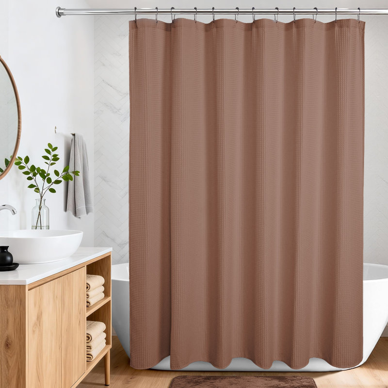 Cotton Blend Waffle Single Shower Curtain, Dusty Clay