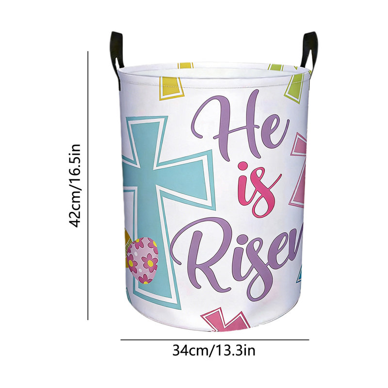 Easter Laundry Hamper Basket With Handles Foldable Storage Bin For Home Decor Holiday Clothes Toys Organization Easter Basket Stuffers Gift Idea