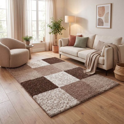 Myshaggy Collection Rugs Geometric Design in Brown