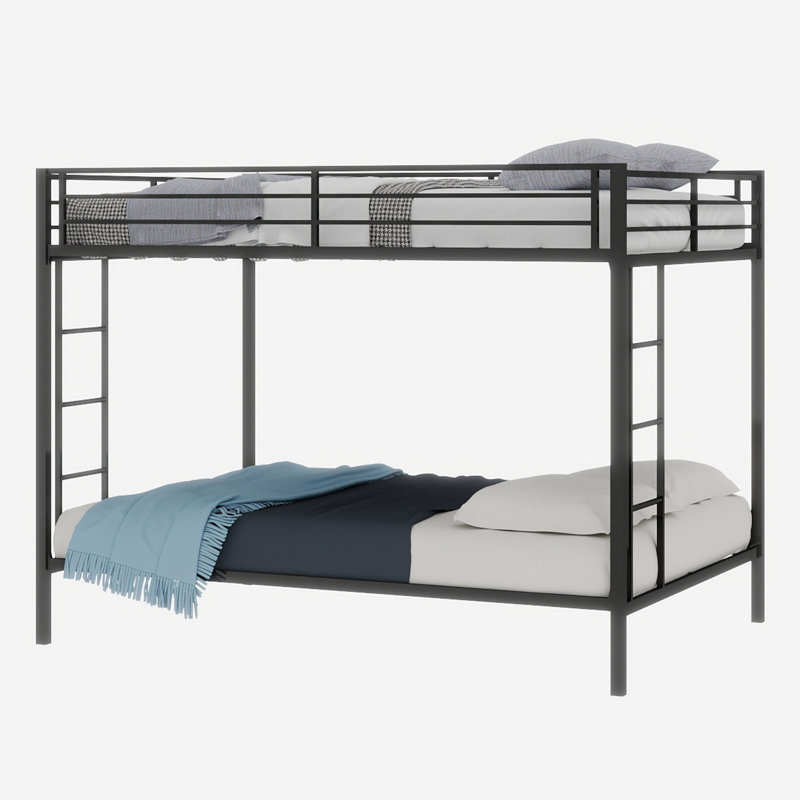 Lit superposé multi-fonctionnel en fer carré, lit supérieur double et lit double double, structure en métal robuste résistant à l'usure, idéal pour optimiser l'espace vertical dans n'importe quelle pièce - Taille double - 137 cm x 190 cm