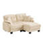Canapé en L Chenille avec 4 coussins en forme de L, repose-pieds mobile et garniture capitonnée matelassée à conception ergonomique, canapé à assise profonde facile à assembler pour le bureau du salon, appartement, beige crème-133931564-133931567