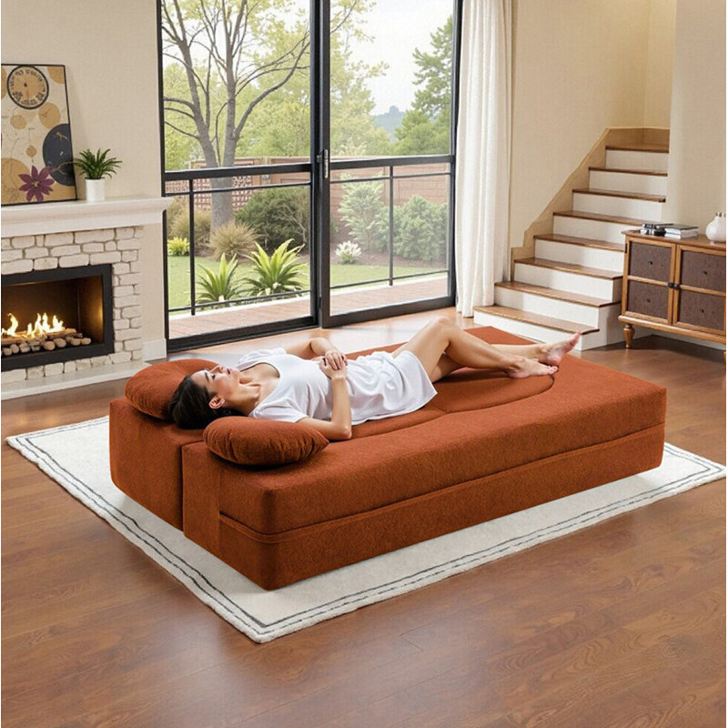 Canapé-lit modulaire convertible 2-en-1 avec matelas en mousse viscoélastique - aucun assemblage requis, canapé-lit peu encombrant pour salon, chambre à coucher, studio