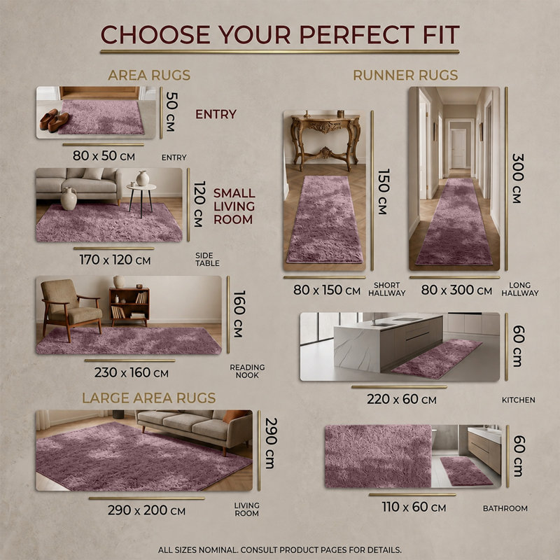 Solid Colour Machine Tufted Shag Area Rug, Rectangle 160 x 230 cm