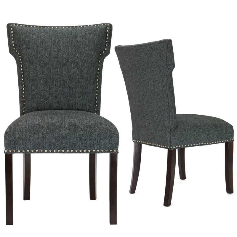 Chaise d'appoint rembourrée en bois massif Morris, Gris anthracite