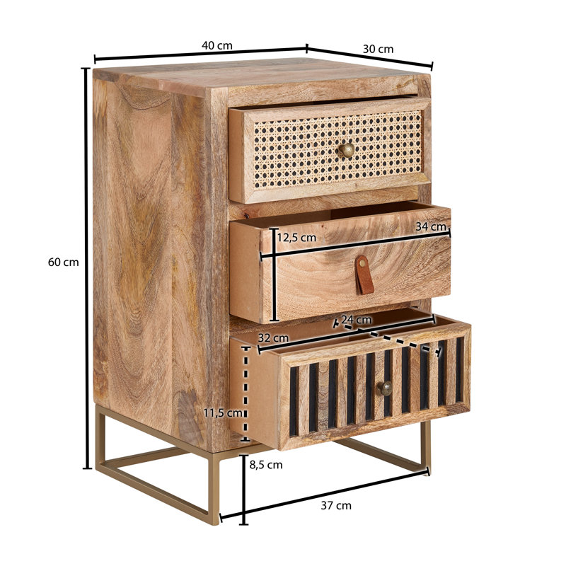Thom 40cm W Iron Bedside Table